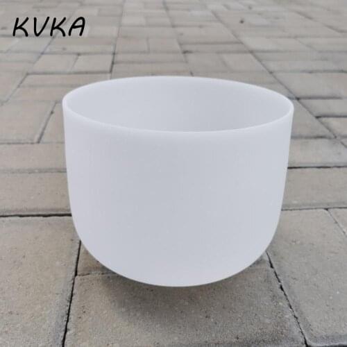 KVKA 10 inch Crystal Singing Bowl C Note Root Chakra Frosted Quartz Crystal Singing Bowl Healing Sound
