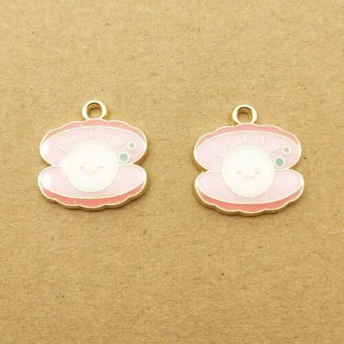 10pcs 17x18mm enamel shell charm for jewelry making cute earring pendant bracelet necklace charms diy design charms