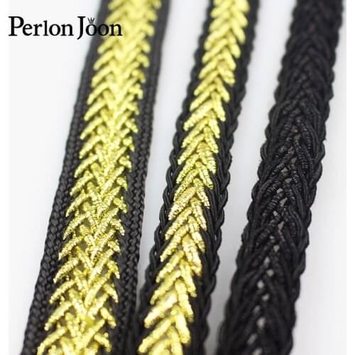10 yard 1.2cm 1.5cm new gold black polyester webbing clothing bag shoes decorative ribbon woven decorative accessories ZD005