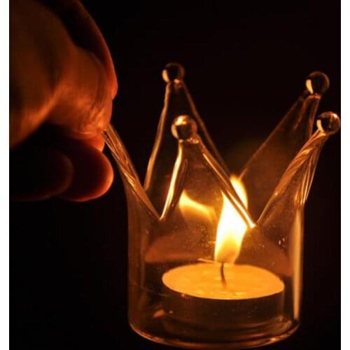 120 pcs Fashion Hot Glass Crown Vase Candle Holder Home Wedding Decor Romantic Dinner Candlestick SN1278