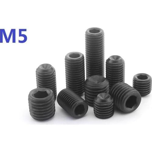 200PCS/LOT 12.9 Carbon steel M5x3/4/5/6/8/10/12/16/20/25/40mm Hex hexagon Socket Head Cap Screw Bolts set screws with cup point