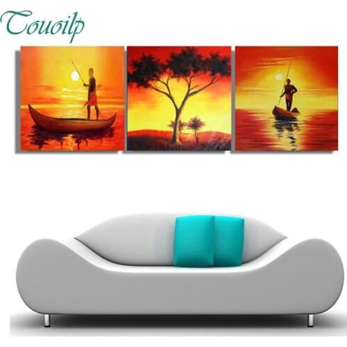 3 pcs,wall Picture Full Square Diamond Embroidery africa scenery,Cross Stitch,5D DIY Diamond Painting,Mosaic,stickers,home decor