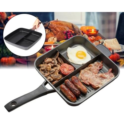 3 In 1 Multi Section Frying Pan Non-Stick Breakfast Skillet Japanese Tamagoyaki Egg Rolls Non-stick Frying Pancake Pan