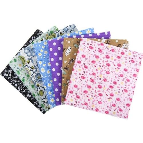 7pcs DIY Cotton Fabric Assorted Squares Pre-Cut Quilt Quarters Bundle 25*25cm Multi Color Handmade Fabric Cloth