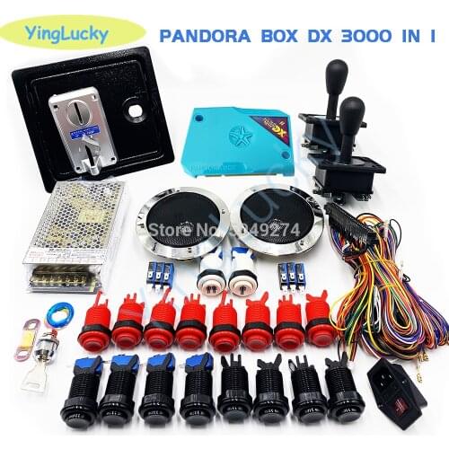 Free shipping pandora box 3D DX 3000 IN 1 DIY ARCADE KIT+power supply+jamma cable+American joystick buttons doll door