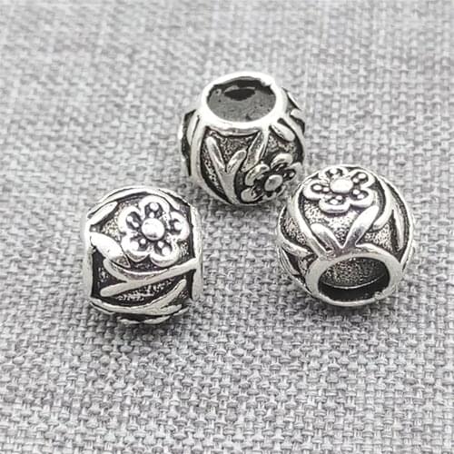 5pcs of 925 Sterling Silver Flwoer Beads 4mm Hole for Bracelet Necklace