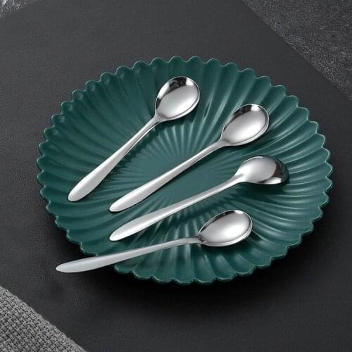 Household coffee spoon stainless steel teaspoon dessert small coffee spoon black gold dessert tool teaspoon tableware set