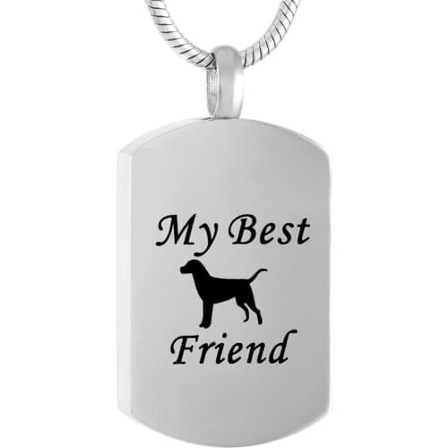 Ijd9118 Animal Ash Holder 'My Best Friend' Pet Memorial Urn Funeral Casket Keepsake Pendant Necklace Unisex 20'' Snake Chain