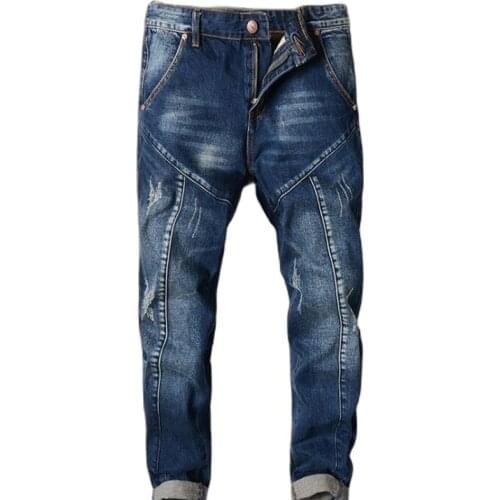 Loose Mens Jeans Harlan Jeans Men Clothing Man Baggy Blue Elastic Jeans Male Bottoms Plus size 44