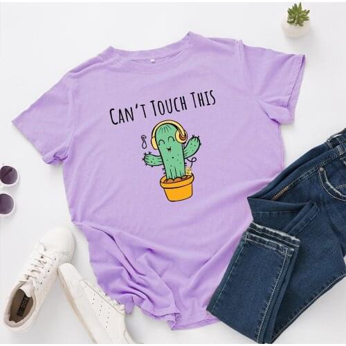 Cartoon Tees Cactus Print T-shirt Women Harajuku Large Size Short Sleeves Tshirt Casual Summer O-neck Oversized Basic T Shirts