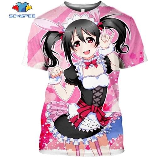 SONSPEE Fashion Men Short Sleeve Anime Sexy Loli Girl Love Live 3d Print Harajuku Women T Shirt Streetwear Tee Shirts Summer Top