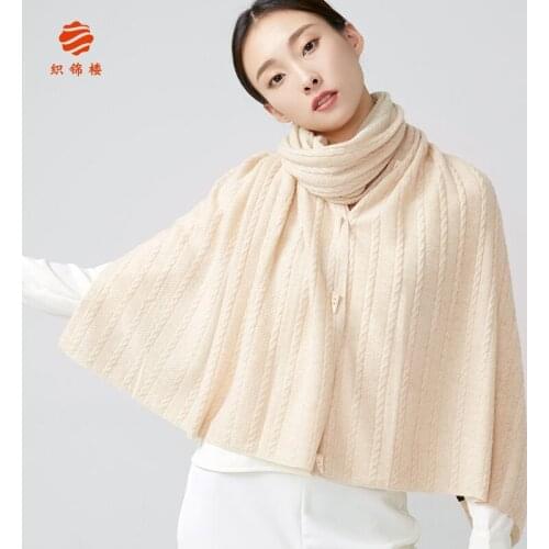 Cashmere scarf for women high grade winter thickened European and American ox horn button cashmere knitted shawl neck