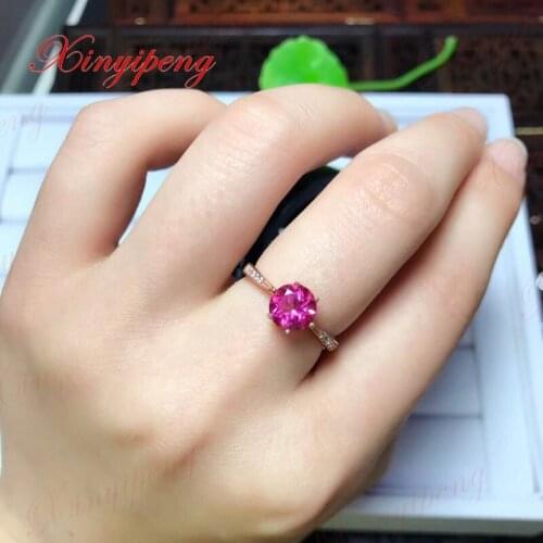 925 silver inlaid pink topaz stone ring design is beautiful