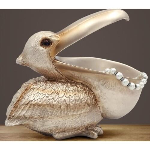 Pelican Creative Ornament Home Decoraton Resin Bird Statue Living Room Table Piece Key Box