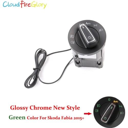 CloudFireGlory AUTO Headlight Headlamp Switch Light Sensor Module Glossy Chrome New Style Upgrade For Skoda Fabia 2015 2016 2017
