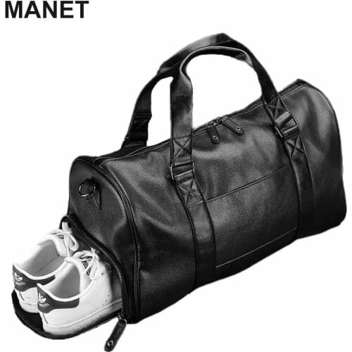 PU Leather Men Travle Bags Vintage Layered Men Duffel Bag High Quality Handbags for Male Large Capacity Sports Gym Business Bag