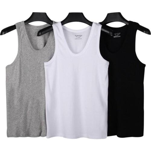 Mens Undershirts Cotton Solid Underwear Brand Clothing Mens Sleeveless Tank Vest 3 pcs Comfortable Undershirt