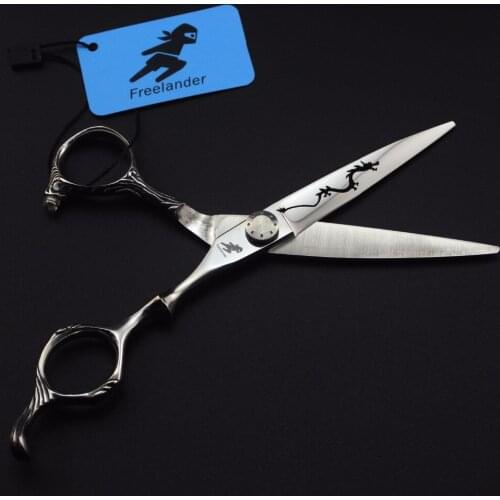 Cutting 6'' silver professional sword Japan 440c 62HRC shaped cutter head dragon pattern personalized hairdressing scissors