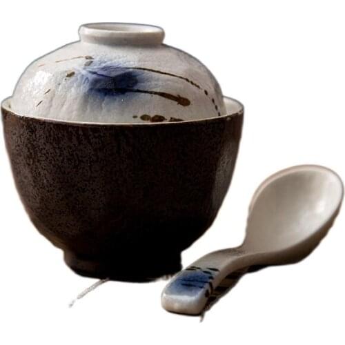 Painted Yi Japanese Ceramic Tableware Chi Liu Egg Cup Blues Hook Vine Steaming Bowl Bowl with Lid Soup Bowl Steam Eggs Steamed