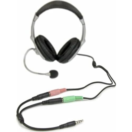 Headset Adapter Headphone Mic Y Splitter Cable 3.5mm AUX Stereo Audio 1 Male To 2 Female Audio Microphone Plugs Headset Splitter