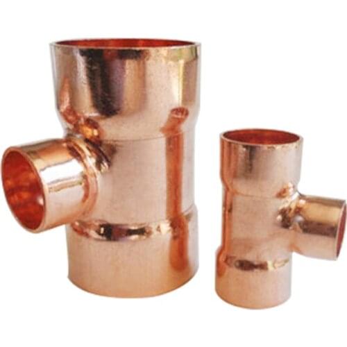 32 35 42mm To 15 16 22 28 35mm ID Reducing Tee 99.9% Copper End Feed Solder 3 Ways Plumbing Fitting For Air Condition