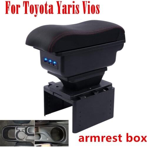 For Toyota Yaris armrest box Vios armrest box central Store content box with cup holder ashtray Generic model