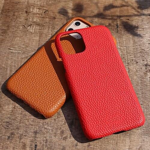 Full Grain Real Leather Cover Case For iPhone 7 8 Plus X XS XR 11 12 Pro Max New SE Button Open Customized Dropshipping Support