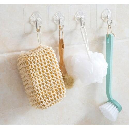 10Pcs Strong Hooks Transparent Self-Adhesive Door Wall Hangers Hook Waterproof Bathroom Kitchen Seamless Multifunctional Hooks