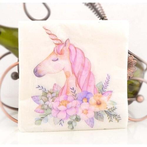 Unicorn Party Napkins Flamingo Pattern For Baby Shower Birthday Party Supplies Decoupage Paper Napkin
