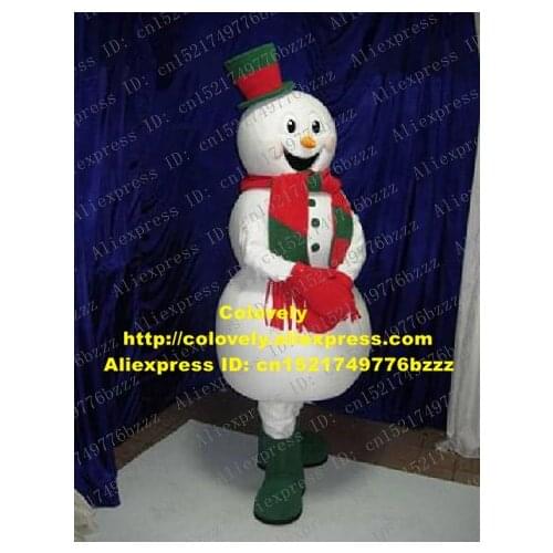 Lovely White Yeti Snowman Snow Man Mascot Costume With Chubby Fat Body Happy Laughing Face Mascotte Adult No.195 Free Shipping