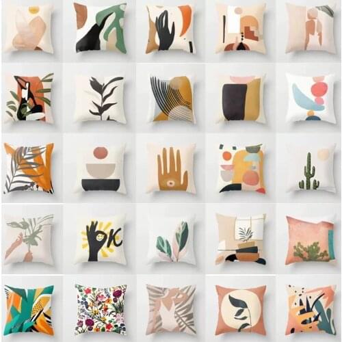 Nordic style Leaves Cushion Geometric print Lumbar pillow Decorative Home Decor Throw Pillow Almofadas Decorativas Para Sofa