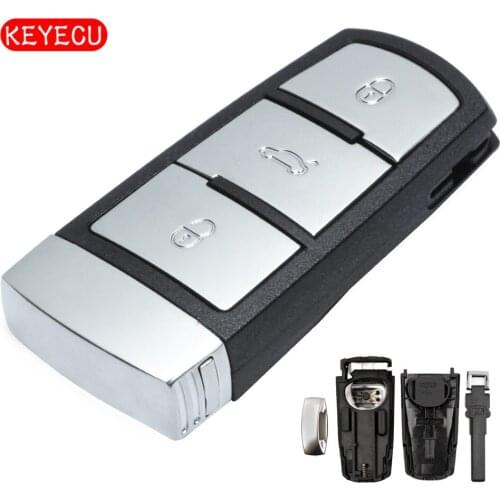 Keyecu Replacement Car Remote Key Shell Case 3 Button for VW Volkswagen Passat CC