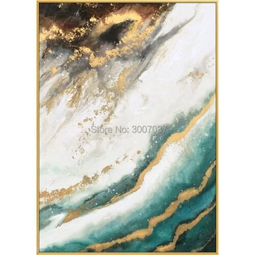 Modern Orange Abstract gold and green Oil Painting Artist Hand-painted High Quality pink Oil Painting for Room Decor Wall Art