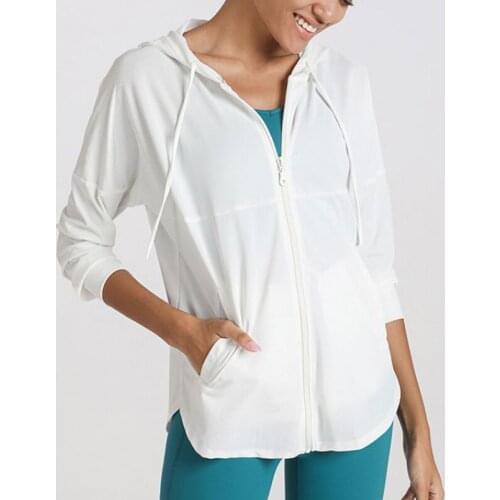 Sport Gym Running Shirt Training Workout Tank Tops Fitness ShirtsZip Up Yoga Jacket Crop Top Women Long Sleeve Loose Hoodie