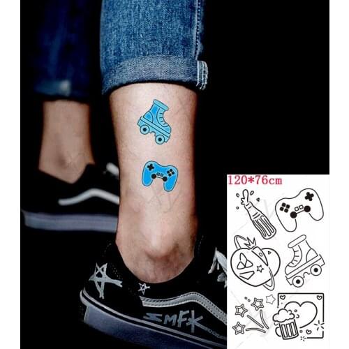 Tattoo Stickers Luminous Kids Girl Temporary Fake Tattoos Glow Paste on Face Arm Leg for Women Men Body Art Beer Shoes Sticker
