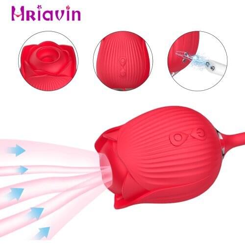 Telescopic Vagina Vibrators for Women Rose Shape Sucking Vibrator Nipple Clitoris Stimulation Sex Toys Dildo Female Masturbators
