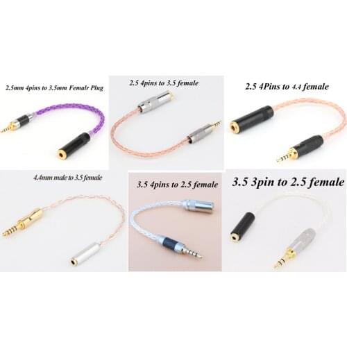 High Quality 3.5mm 3 Pole Headphone Plug to 2.5mm Balanced Female Aux Cable Hifi Audio Jack Cable