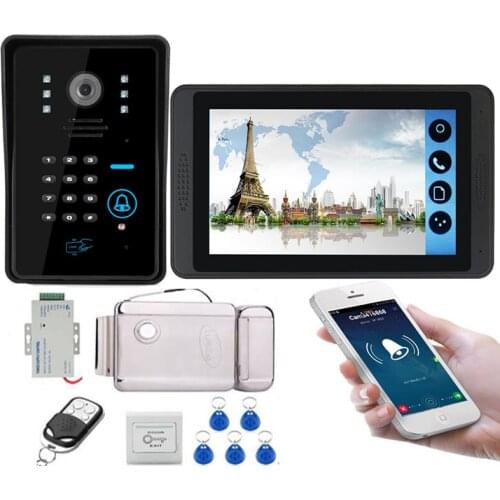 WIFI 7inch Touch Screen LCD Video Intercom Door Phone Record Kit Code Keypad RIFD Waterproof Camera Electric Lock