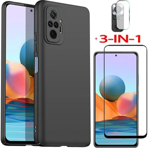Glass + tpu case for redmi note10 pro soft anti-shock phone cases redmi note10s 10t xiaomi note 10 s cover redmi note 10pro case
