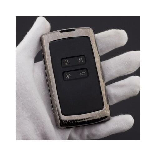 Zinc Alloy+Leather Keychain Car key cover case protector holder for Renault koleos Kadjar Keys With Key Rings