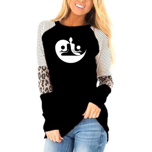 Vintage Vogue Yin Yang printing Girl Shirt Autumn fashion Women T Shirt novelty casual Zen Meditation Long Sleeve T Shirt
