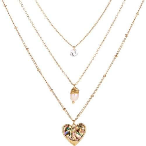 Women Fashion Retro Handmade Multilayer Love Heart Pendant Necklace Jewelry Gift ChainNecklace Chain Necklaces For Women Jewelry