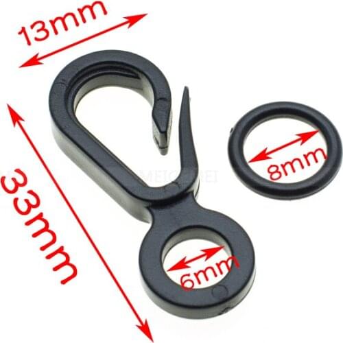 10pcs/pack Black Plastic Snap Hooks With O ring for Bag Belts Straps Clasp Backpack Garment Accessories
