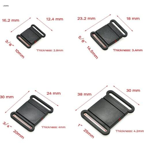 10pcs Webbing 10mm 15mm 20mm 25mm Cat Collar /Paracord Webbing Garment Accessories Black Plastic Safty Breakaway Bra Buckles