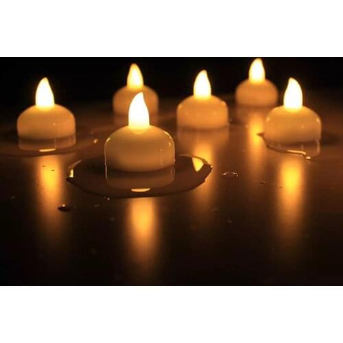12pcs Bath Floating Candles Led Tealights Flameless Water Sensor Wedding Party Festivals Pillar Candle Romantic Home Decorations