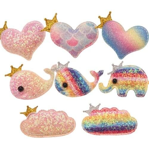 288PCS Glitter Heart Dolphin Sequin bows Cute Hair Accessories Fashon Accessories DIY Headwrap Barrette for Headband