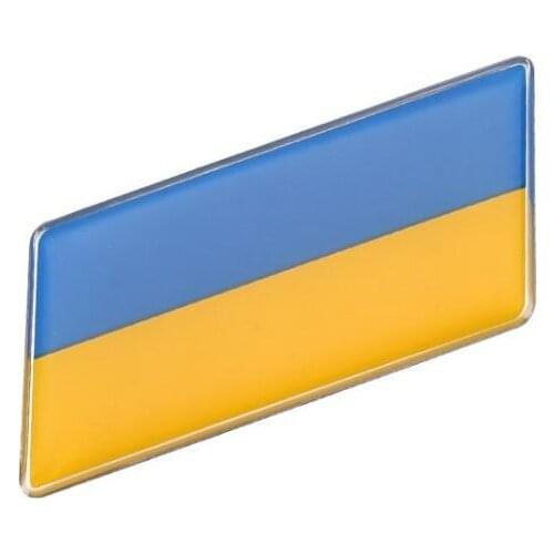 3D Aluminum Alloy Parallelogram Styling Ukraine France Spain Russia National Flags Emblem Car Stickers Auto Doors Decals 6.3x3cm