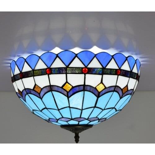 40cm Mediterranean Blue Tiffany Multi-Color Glass Restaurant Bedroom Corridor Corridor Bathroom Glass Ceiling Lamp