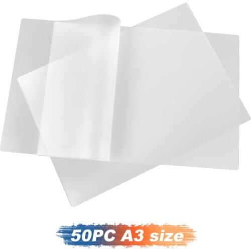 50pc A3 digital inkjet printing film transparent Double Sided Adhesive Film transfer DTF Film printing For Hot melt powder