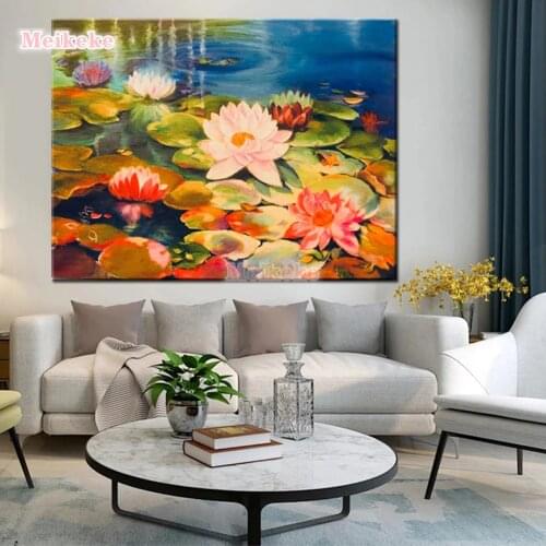 5D Diy Diamond Painting Pond lotus scenery Full Square/Round Diamond Embroidery Home Decor Mosaic home decor